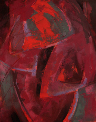 Red Painting #10 - Oil Painting by Alexandria Levin