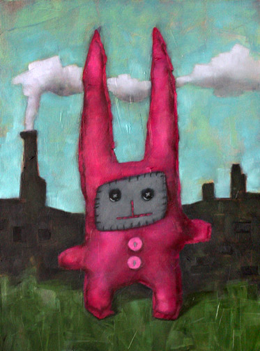 Pink Rabbit Thing - Oil Painting by Alexandria Levin