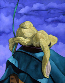 Above Left: Orange Pumpkin Trio, © Alexandria Levin, 2003 – oil on panel, 14x11" Above Center: Beach Moose, © Alexandria Levin, 2003 – oil on panel, 11x14" Above Right: Yellow Rabbit in a Bowl, © Alexandria Levin, 2004 – oil on panel, 14x11"