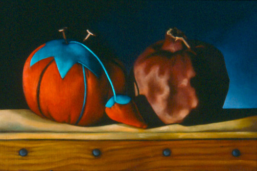 Red Fruit Trio - Oil Painting by Alexandria Levin